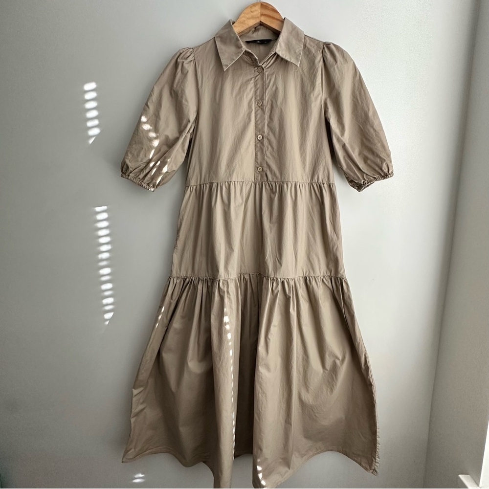 WhiteBlack Elegant Tan Front Button Down Women's Dress XS - Picture 1 of 12
